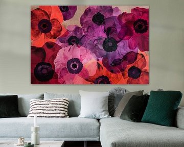 Kleurrijk abstract bloemenveld schilderij van Art & Soul Creations