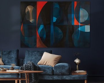Abstracte kleurrijke geometrische silhouetten kunstwerk van De Muurdecoratie