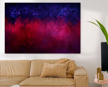 Abstract purple and red smoke with leaves