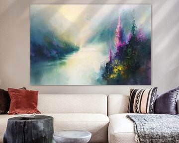Abstract landscape with colourful flowers