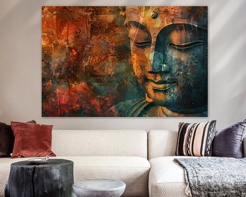 Mysterieus Boeddha portret in rustieke stijl van Art & Soul Creations