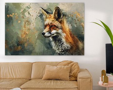 Abstract schilderij van een vos van De Muurdecoratie