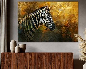 Zebra portret met abstracte achtergrond van Art & Soul Creations