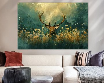 Majestueus hert in bloemenrijk veld van Art & Soul Creations