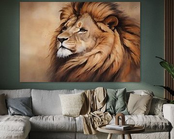 Prachtig realistisch portret van een leeuw van Art & Soul Creations