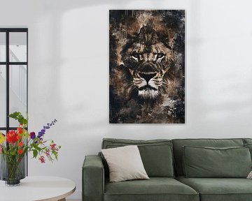 Portrait de lion rustique dans les tons sépia