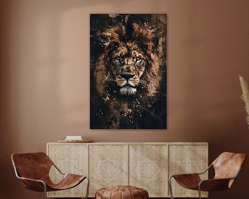 Mysterious lion portrait in rustic style by Art & Soul Creations