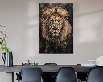 Portrait de lion majestueux en style sépia