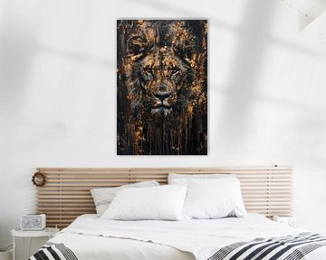 Portrait de lion mystérieux avec détails rustiques sur Art & Soul Creations