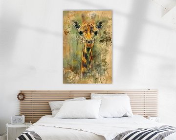 Abstract giraffe portrait on rustic background by Art & Soul Creations