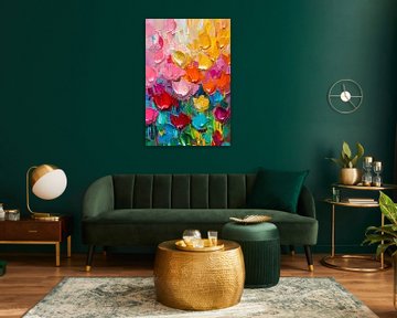 Abstract kleurrijk schilderij van bloemen van Art & Soul Creations