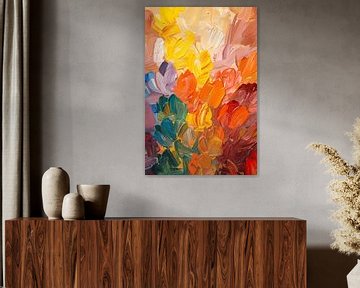 Abstract kleurrijk schilderij voor moderne interieurs van De Muurdecoratie