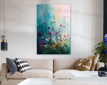 Kleurrijk abstract bloemenveld met vlinders van Art & Soul Creations