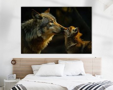 Intiem moment tussen wolven in het bos van Art & Soul Creations
