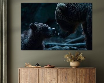 Mère ourse et ourson dans la forêt sur Art & Soul Creations