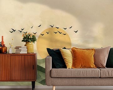 Groen - Minimalistisch landschap van Poster Art Shop