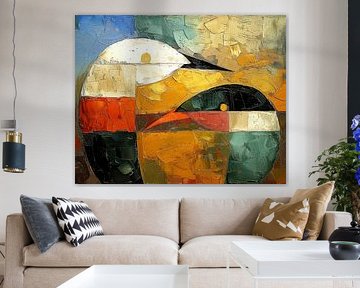 Moderne Vogel Werk | Portret van Abstract Schilderij