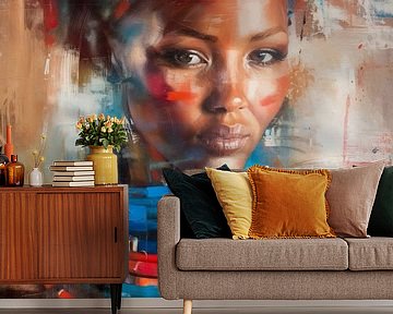 Colourful, modern and abstract portrait