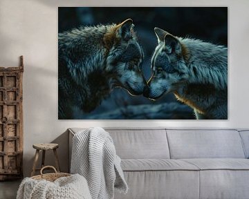 Deux loups dans un environnement sombre sur Art & Soul Creations