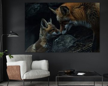 Intimate moment between two foxes by Art & Soul Creations