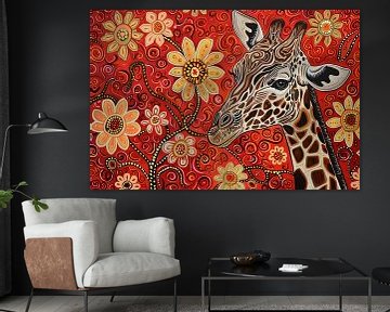 Abstracte Giraffe met Bloemen in Kleurrijk Ontwerp van Art & Soul Creations