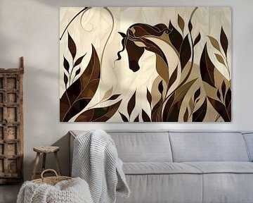 Minimalistisch paardenontwerp met Art Nouveau stijl van Art & Soul Creations