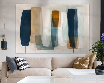 Moderne abstracte kunst in aardetinten en blauw van Art & Soul Creations