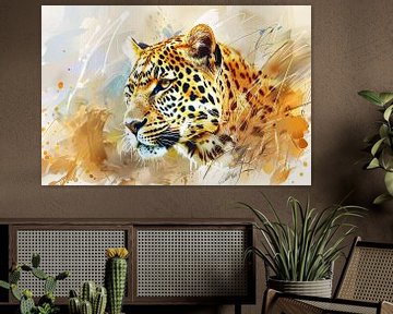Abstract schilderij van een luipaard van Art & Soul Creations