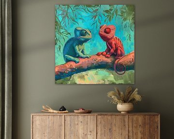 Kleurrijk Kameleon Duo | Pigment Pals Play van Blikvanger Schilderijen