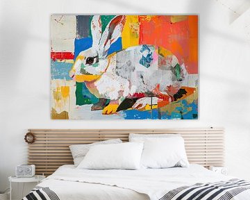 Schilderij Konijn Abstract van Kunst Kriebels