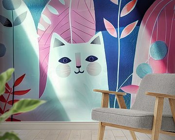 Katten kunst illustratie pastel kleuren van Vlindertuin-Art
