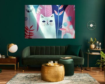 Katten kunst illustratie pastel kleuren van Vlindertuin Art