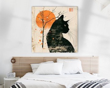 Moderne Kattenkunst Geïnspireerd door Aziatische Cultuur van Vlindertuin Art