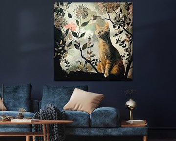 Katten natuur tuin collage  van Vlindertuin Art