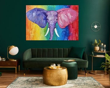 Abstracte kleurrijke olifant schilderij van Art & Soul Creations