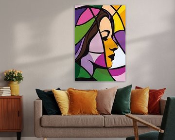 Abstract kleurrijk portret van een vrouw van Art & Soul Creations