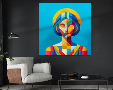 Woman portrait in cubism style