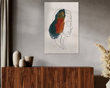 Kleurrijke abstracte lijntekening van gezichten van Art & Soul Creations