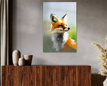 Prachtig realistisch schilderij van een vos van De Muurdecoratie
