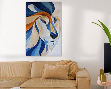 Dessin abstrait et coloré d'un lion