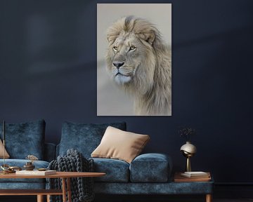 Realistisch portret van een majestueuze leeuw van Art & Soul Creations
