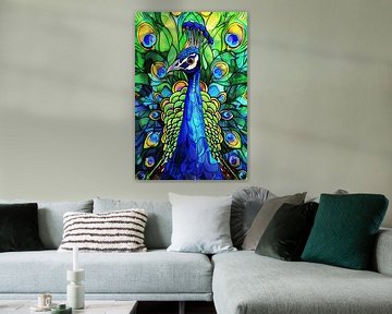 Kleurrijke abstracte pauw met veren van Art & Soul Creations