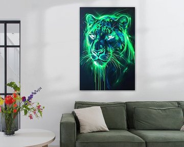 Fluorescent panther in abstract colours by Art & Soul Creations