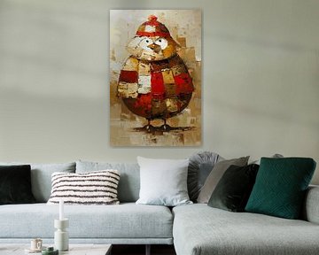 Colourful abstract bird with hat painting by Art & Soul Creations