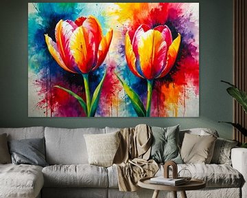 2 kleurige tulpen van Jan Bouma