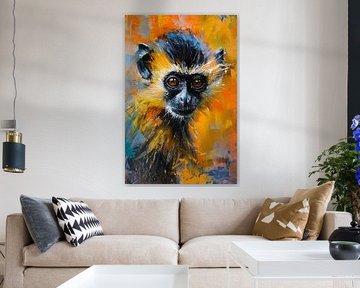 Colourful abstract painting of a monkey