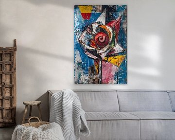 Abstract schilderij van kleurrijke roos van Art & Soul Creations