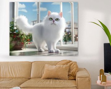 Katze schaut durchs Fenster
