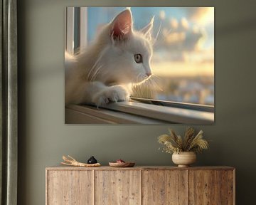 Katze schaut durchs Fenster