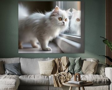 Katze schaut durchs Fenster
